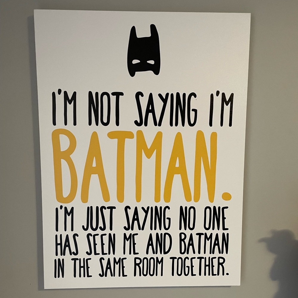 Custom Batman canvas. Perfect for a kids room.  32”x 24” ready to hang.